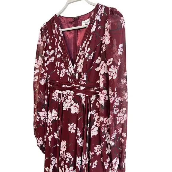 Leena for Mac Duggal Floral Chiffon Red Gown From Rent The Runway Size: XS 0 - Picture 8 of 13